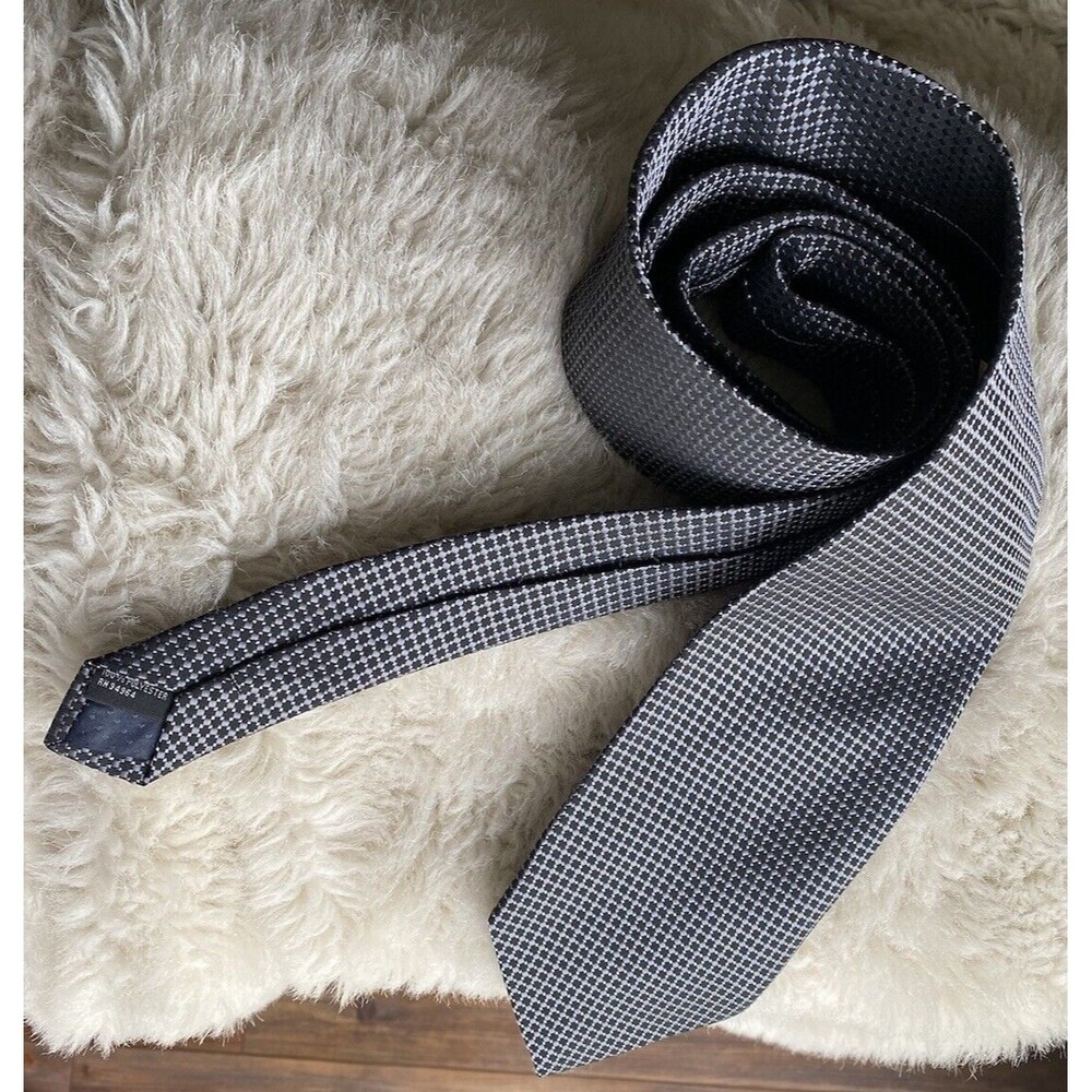 Adolfo Brand Black And Silver Geometric Tie Classic